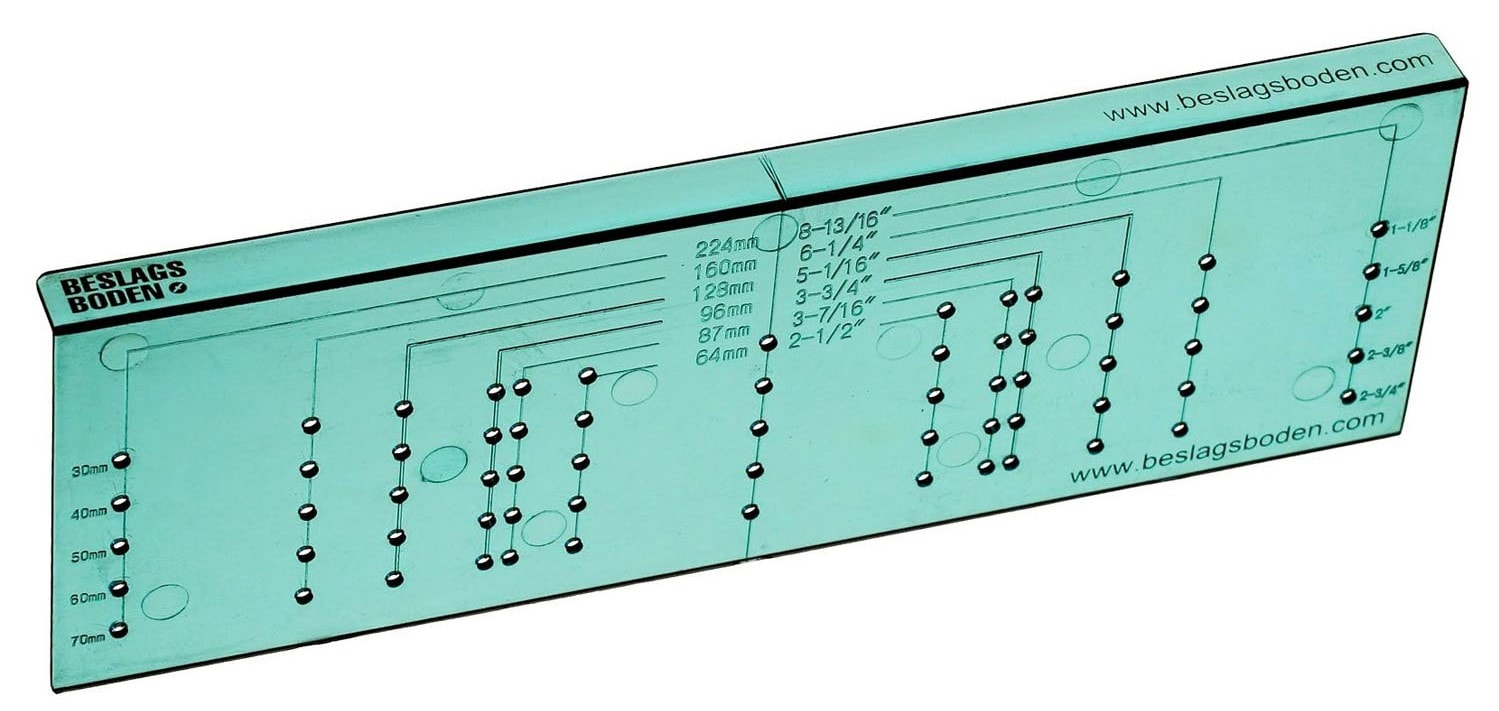 Beslagsboden monteringsskabelon til knopper og bøjlegreb