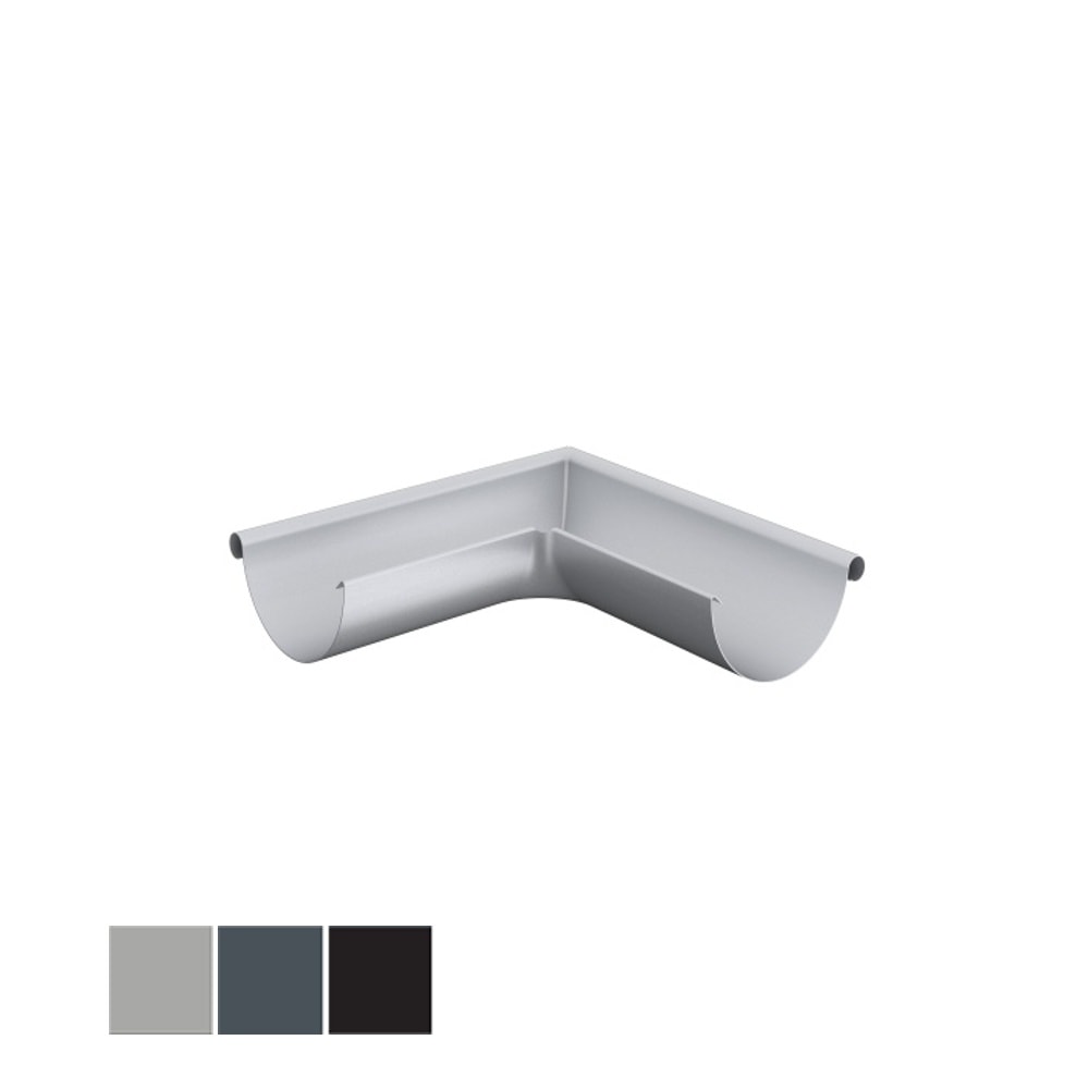 Lindab Rainline RVY90 gering udvendig 90 grader i stålmetallic 100 mm | Galvaniseret