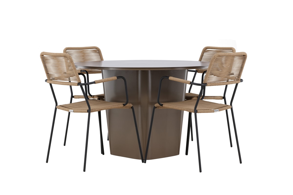 Venture Design Santa Fe & Lindos møbelsæt med bord og 4 stole i latte