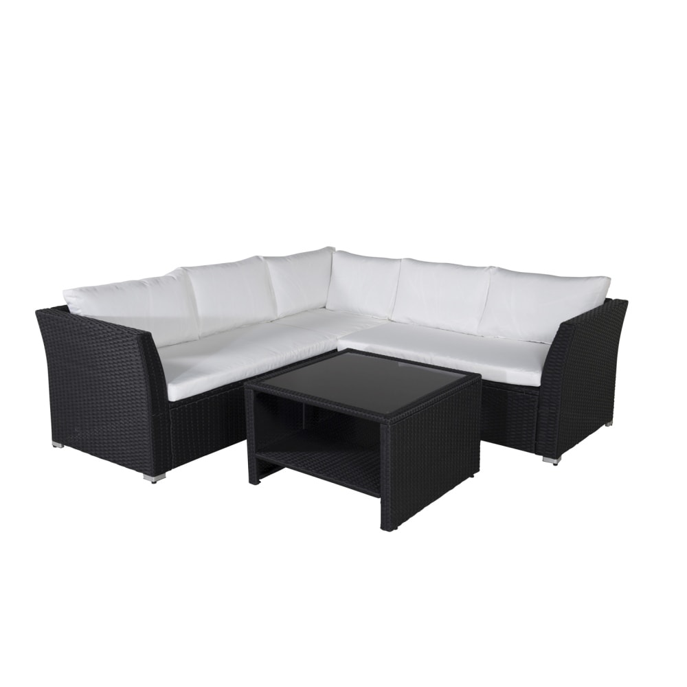 Venture Design Haiti Loungesæt i sort kunstflet med hvide hynder