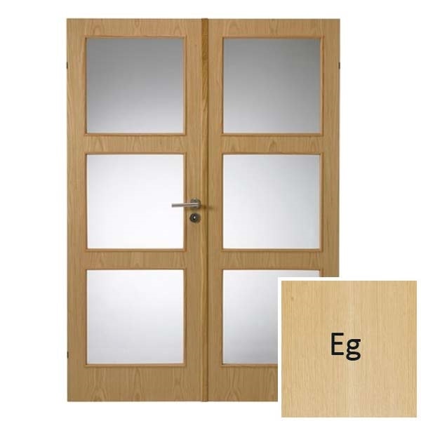 Swedoor Easy Nature GW3+GW3 40 mm natur eg dør m. glas 82,5+82,5x204 cm (17x21)