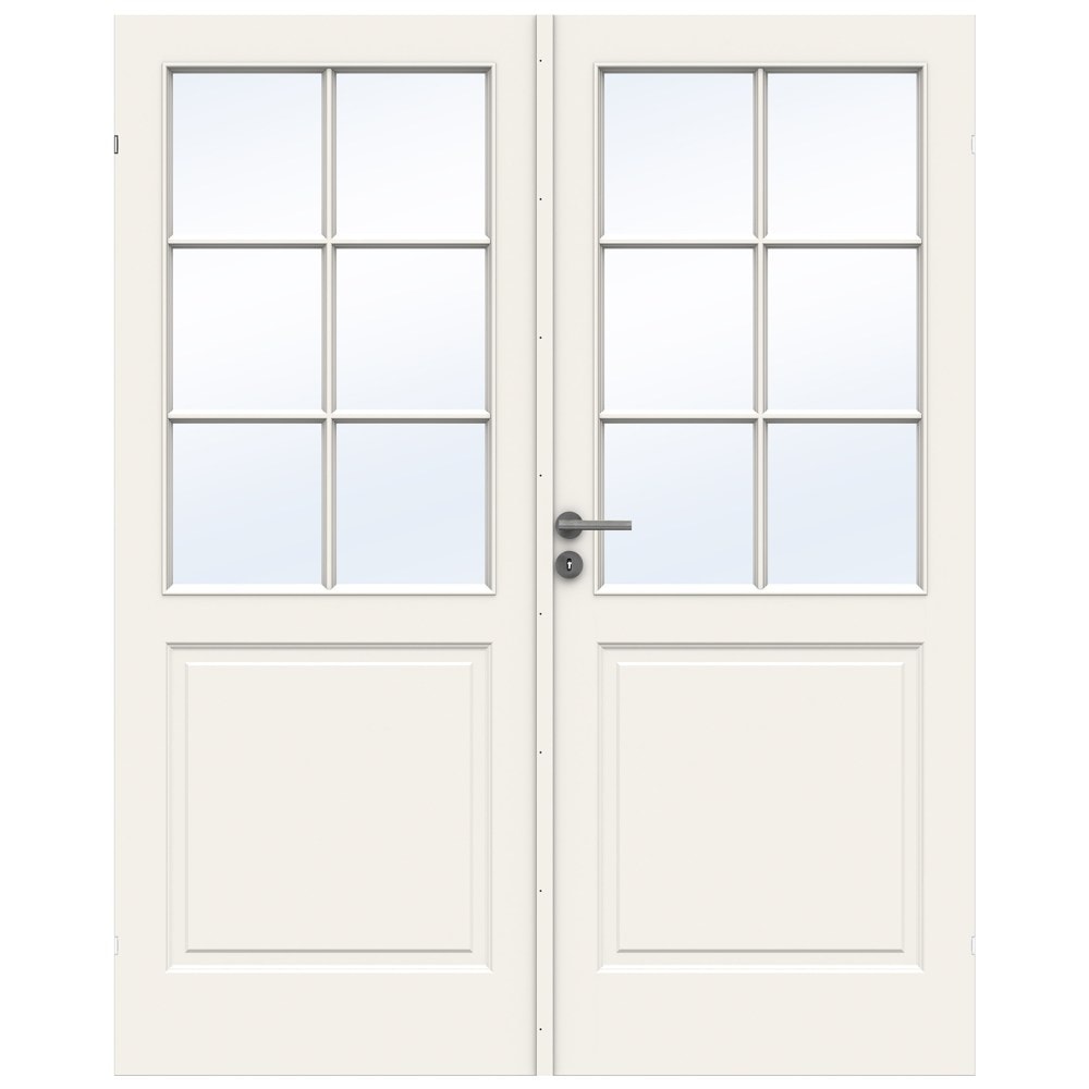 Swedoor Style SP6+SP6 hvid db.dør m. 4 mm hærdet glas 82,5+82,5x204 cm (17x21)