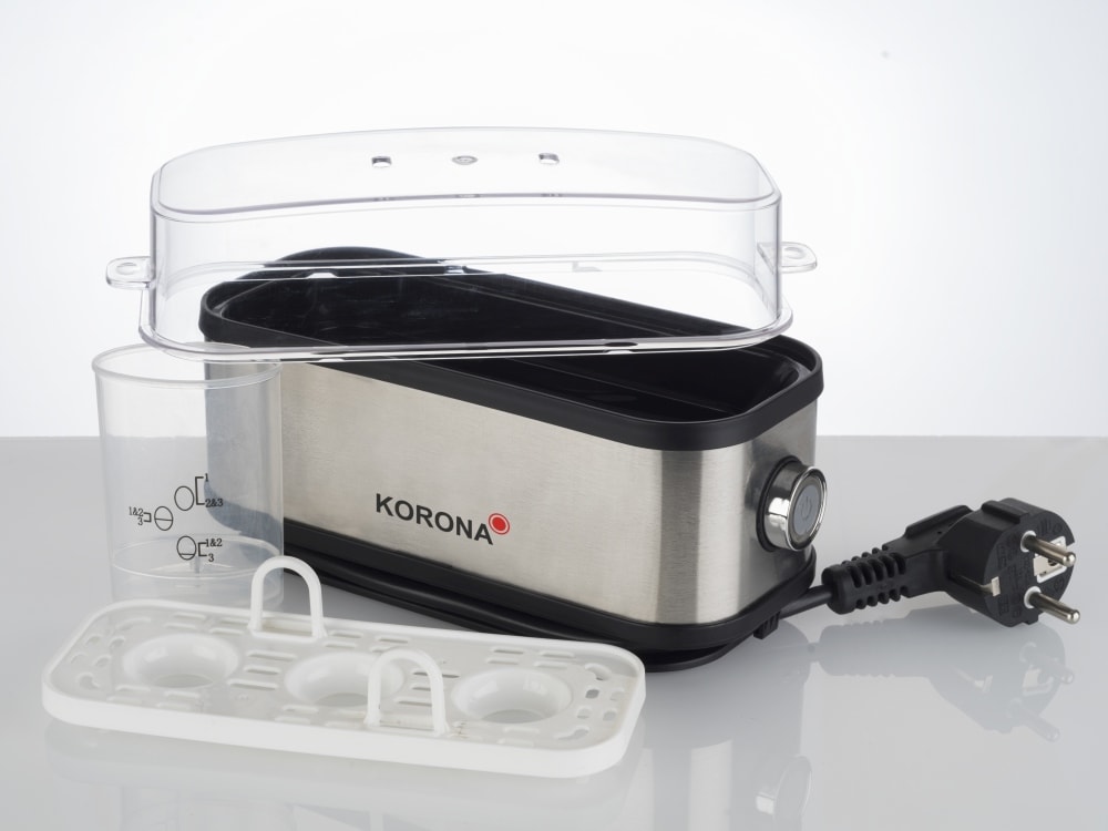 Korona 25304 æggekoger sort/rustfri til 3 æg 210W