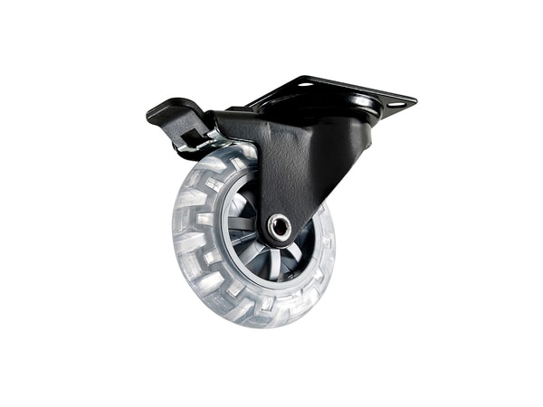 Møbelhjul m/plade/bremse sort 75 mm