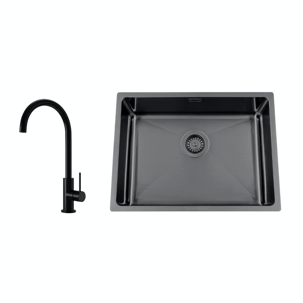Nordic Tech Titan 530 X køkkenvask sort med PS Equip Shadow armatur