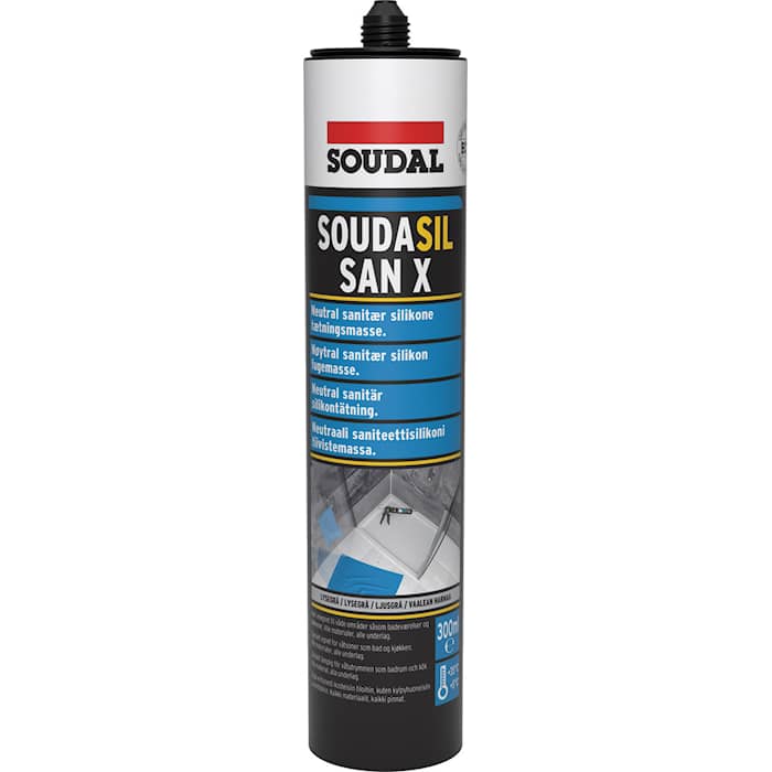 Soudal Soudasil San X sanitetssilikone lys grå 300 ml