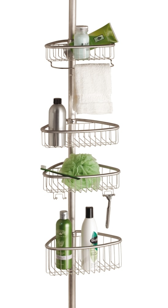 Bosign hjørnehylde børstet rustfri med 4 kurve, justerbar 150-270 cm