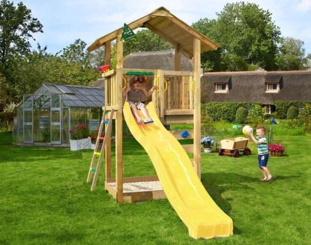 Jungle Gym Sierra legetårn med gul rutsjebane