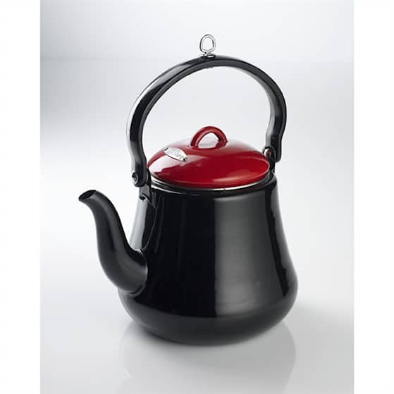 Bon-fire kande kaffe og te i sort og rød emalje