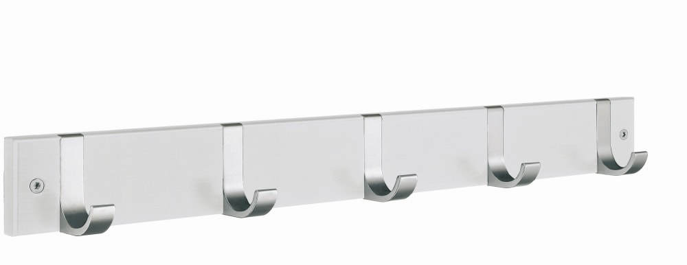 Beslagsboden 1076 knagerække 5 knager hvid/aluminium 604 x 65 mm