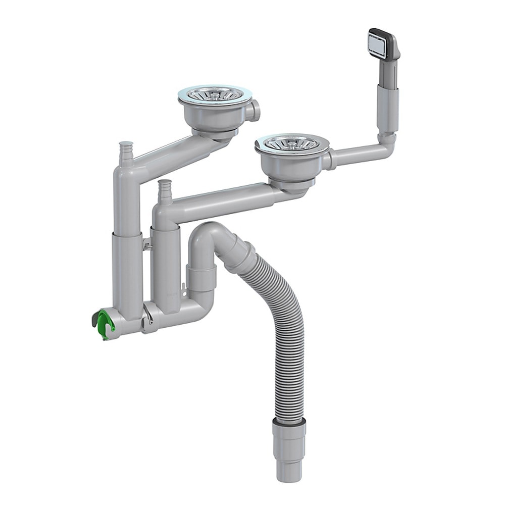 Juvel afløbssæt med manuel strainere til dobbeltvask