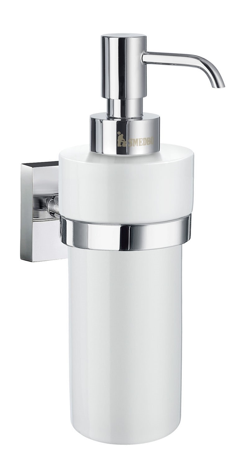 Smedbo House sæbedispenser i poleret krom/porcelæn H180 mm
