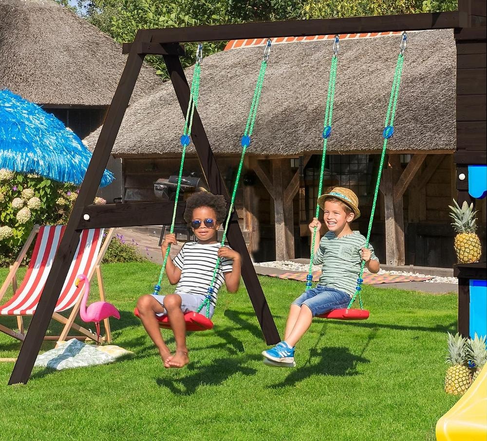 Jungle Gym 2-Swing Modul 220 grundmalet sort, komplet med gynger