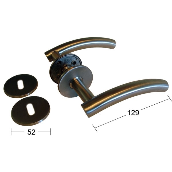 Habo dørgreb T-form buet 19 mm i børstet rustfrit stål inkl. nøgleskilt