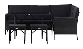 Venture Design Knock hjørnesofa i sort med sorte hynder og sofabord