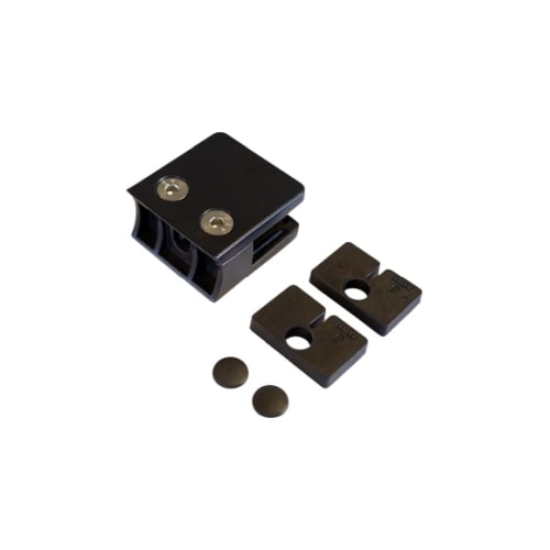 Plus glasbeslag til rund stolpe powercoatet gråsort 2 stk.