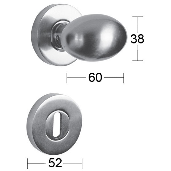Habo dørgreb knopgreb matnikkel inkl nøgleskilt