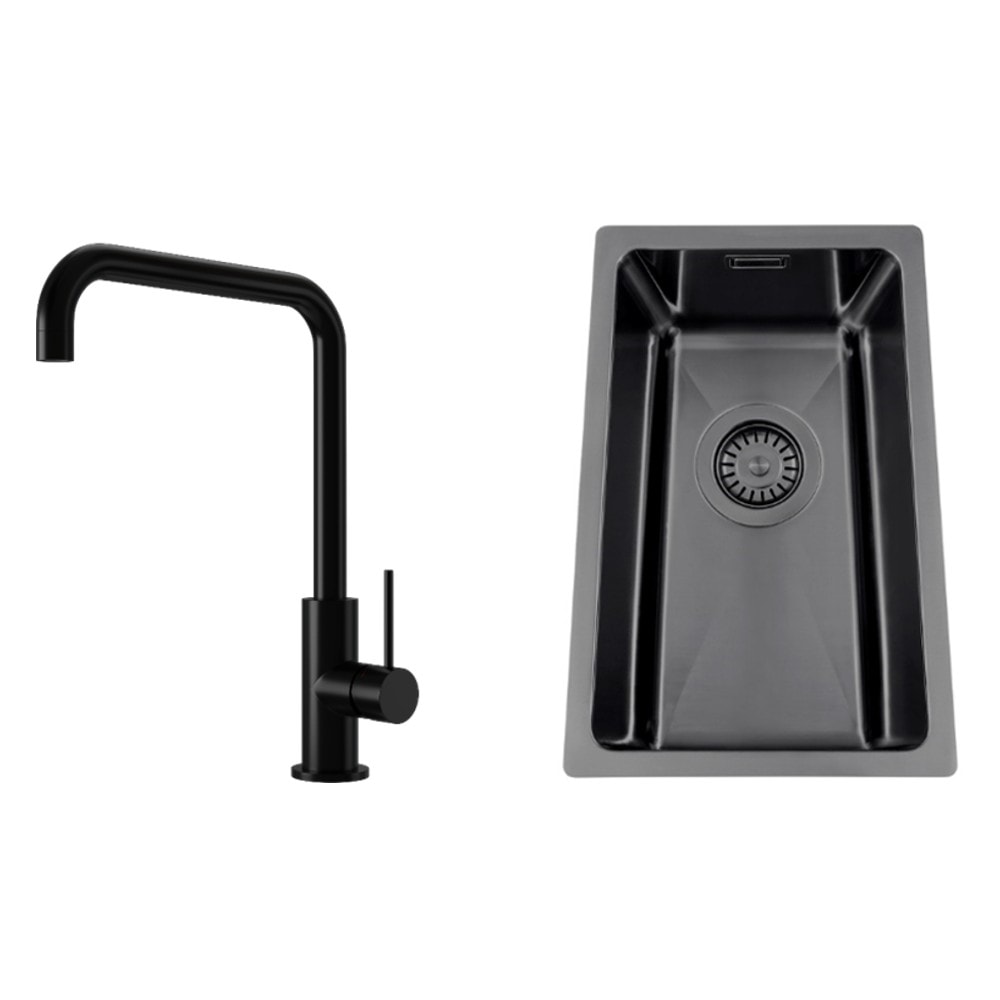 Nordic Tech Titan 230 X køkkenvask sort med PS Mood Shadow armatur