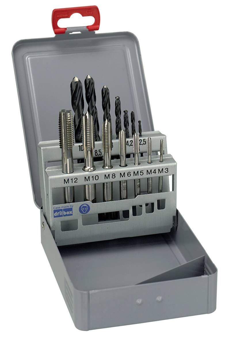 Luna gevindsæt M3-M12 lige kærv nr. 2 & bor