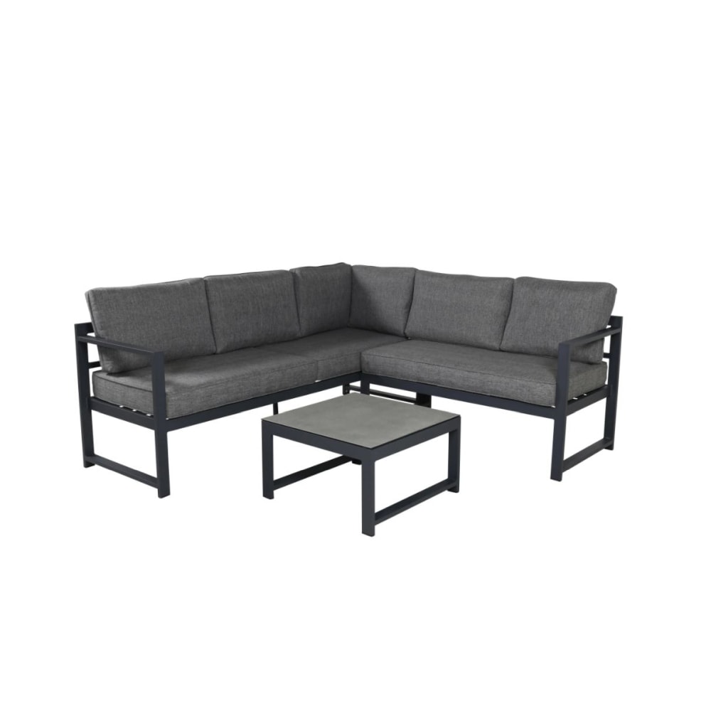 Venture Design Salvador loungesæt i sort alu med grå hynder