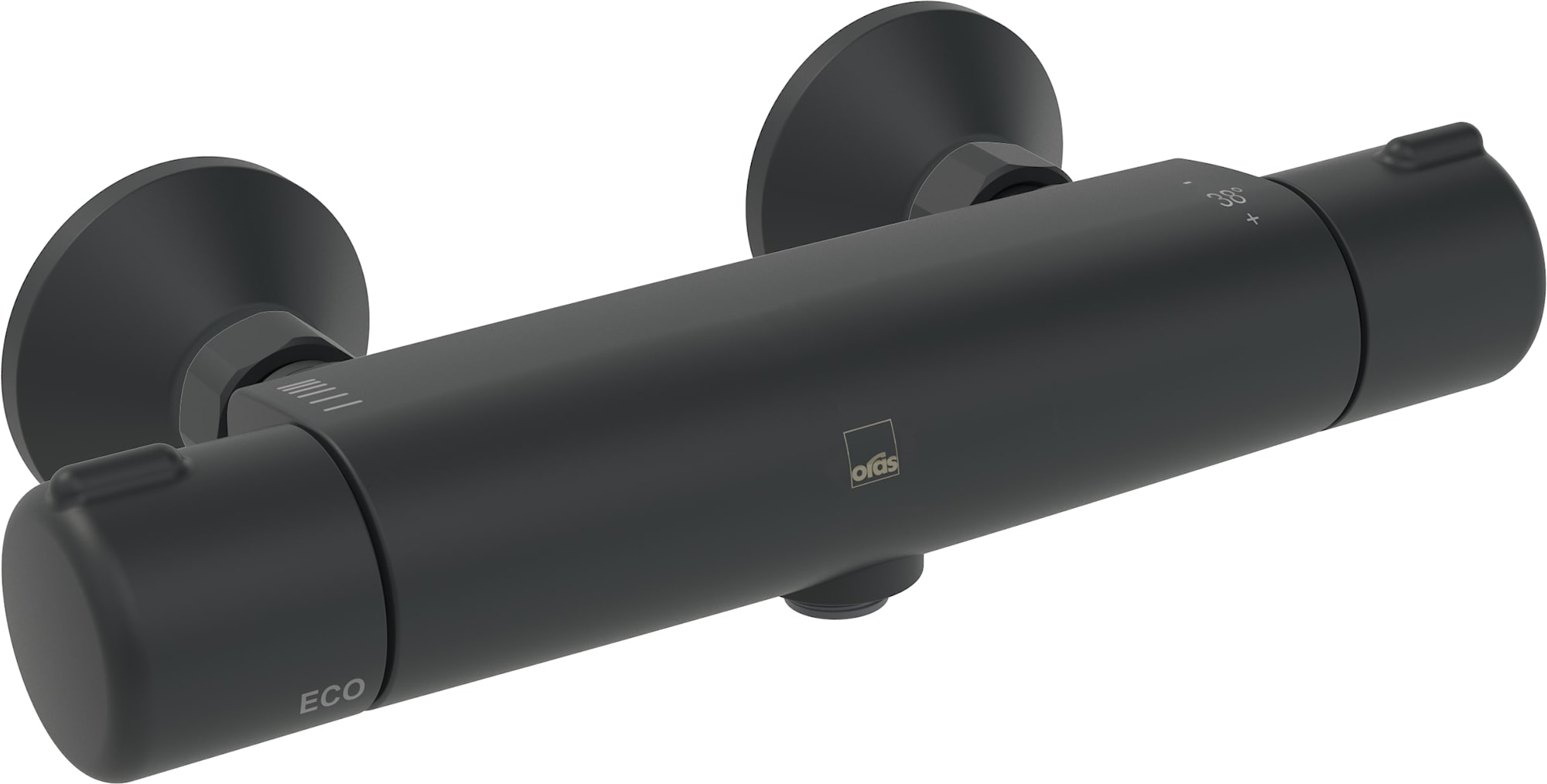 Oras Nova bruserarmatur i mat sort med termostat