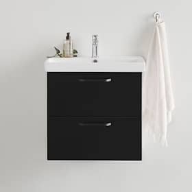 Bathlife Yster 420 vaskeskab i sort med hvid håndvask
