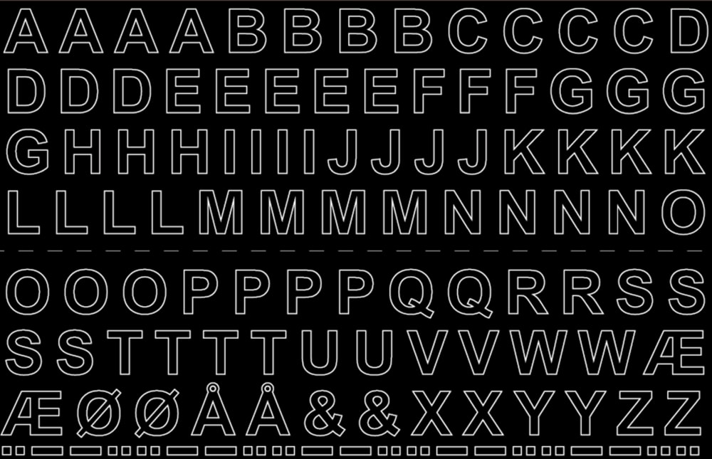 Habo bogstavark sort vinyl 13 mm A-Å