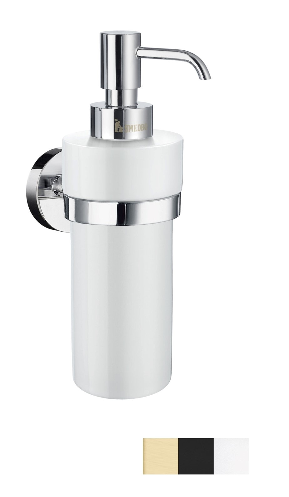 Smedbo Home sæbedispenser i børstet messing/porcelæn H180 mm