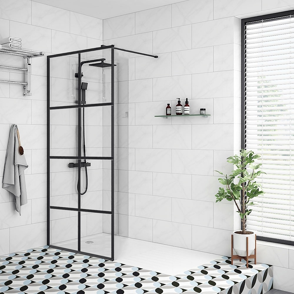 Milobad New York brusevæg sort/klar 90 x 200 cm