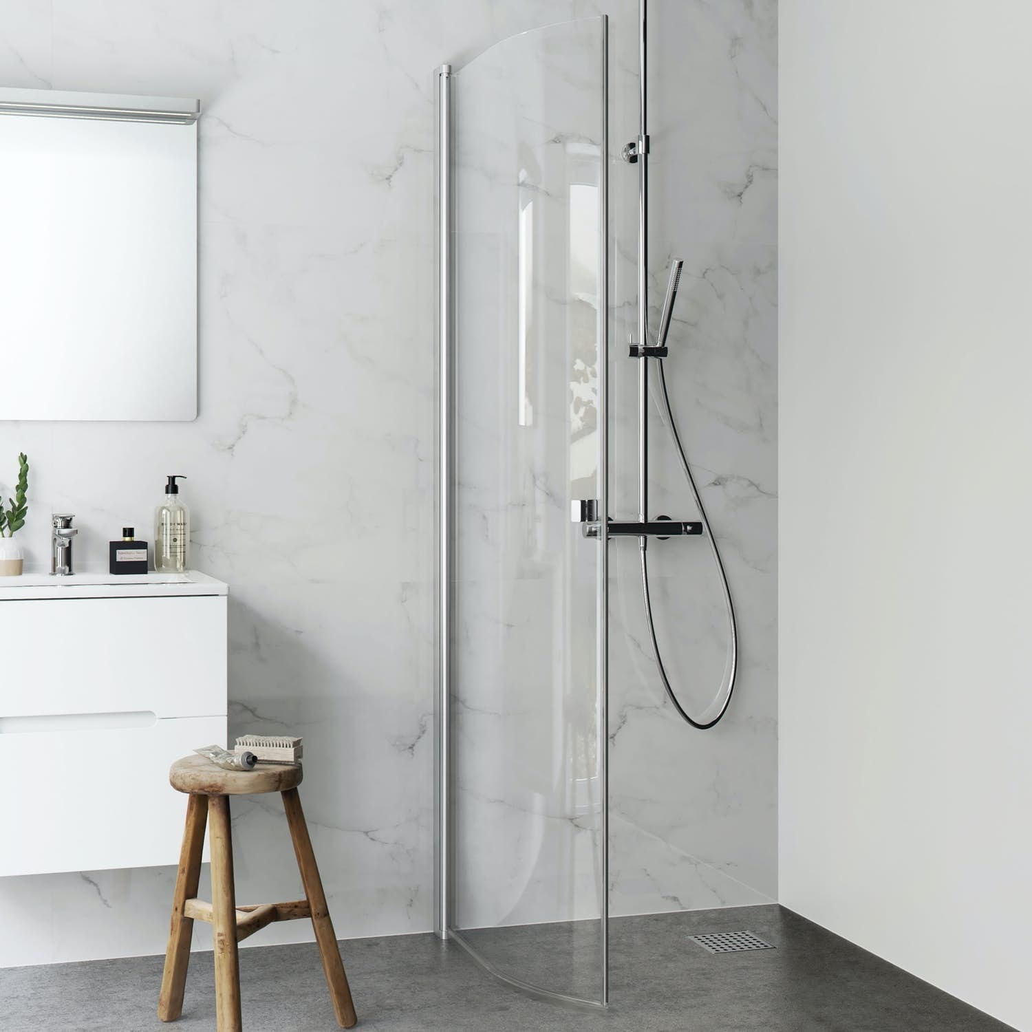 Hafa Igloo Pro brusedør buet i klart glas/alu 100 x 200 cm