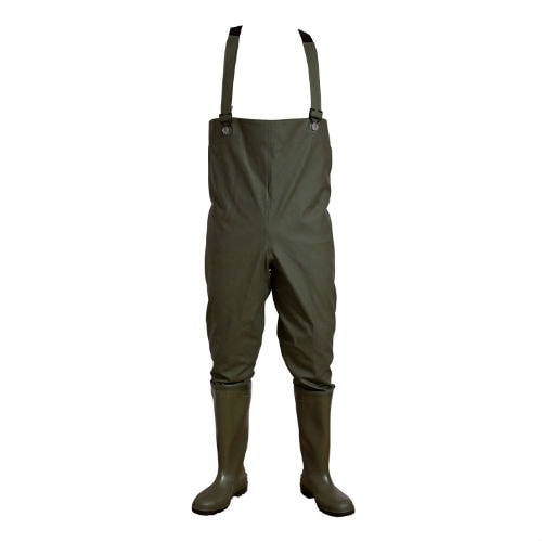 Elka waders i PVC/polyester 600g Benlængde 91 cm. Størrelse 44 Fv. 001 Oliven