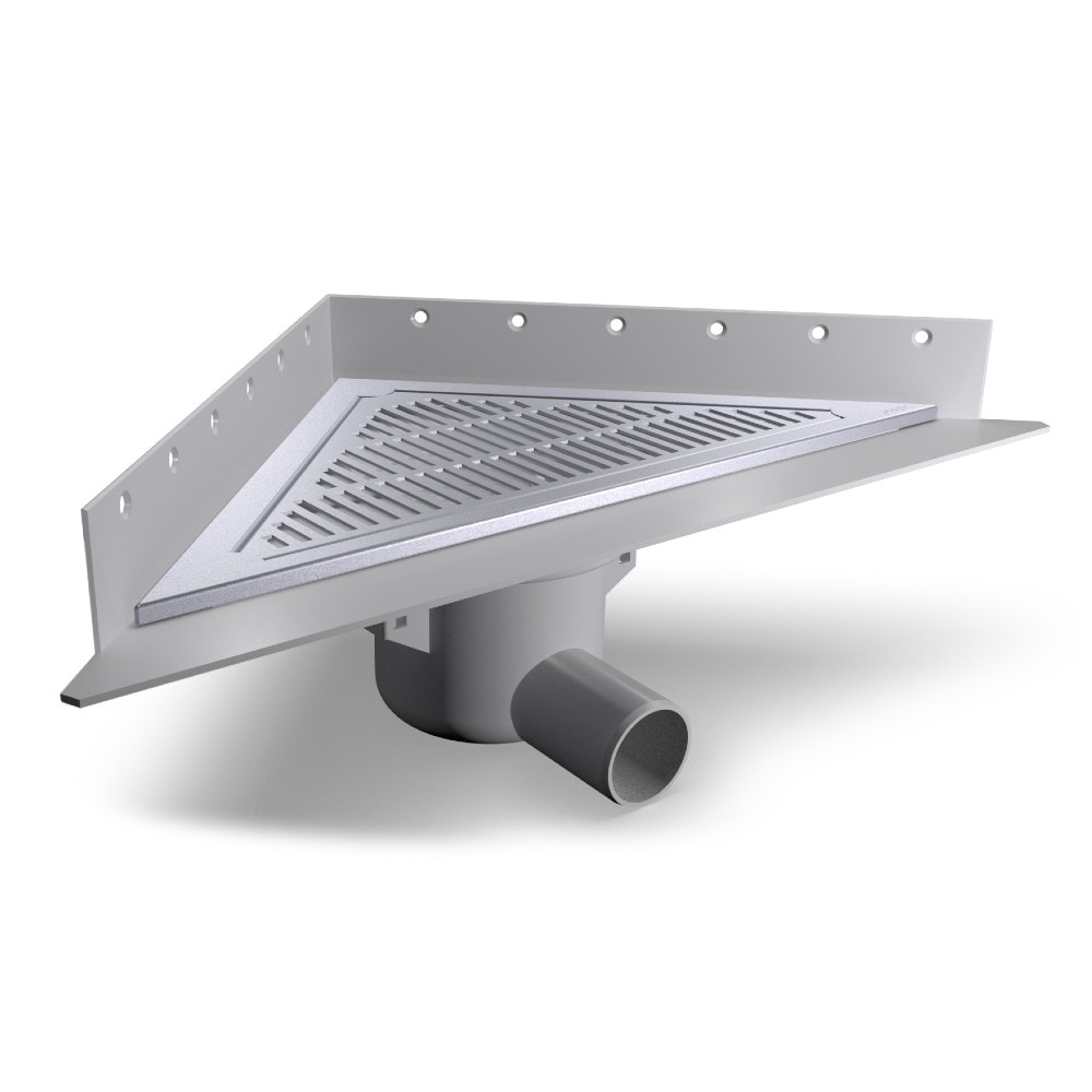 Purus Corner sampak vandret udløb med rist/ramme og vandlås Ø50 mm