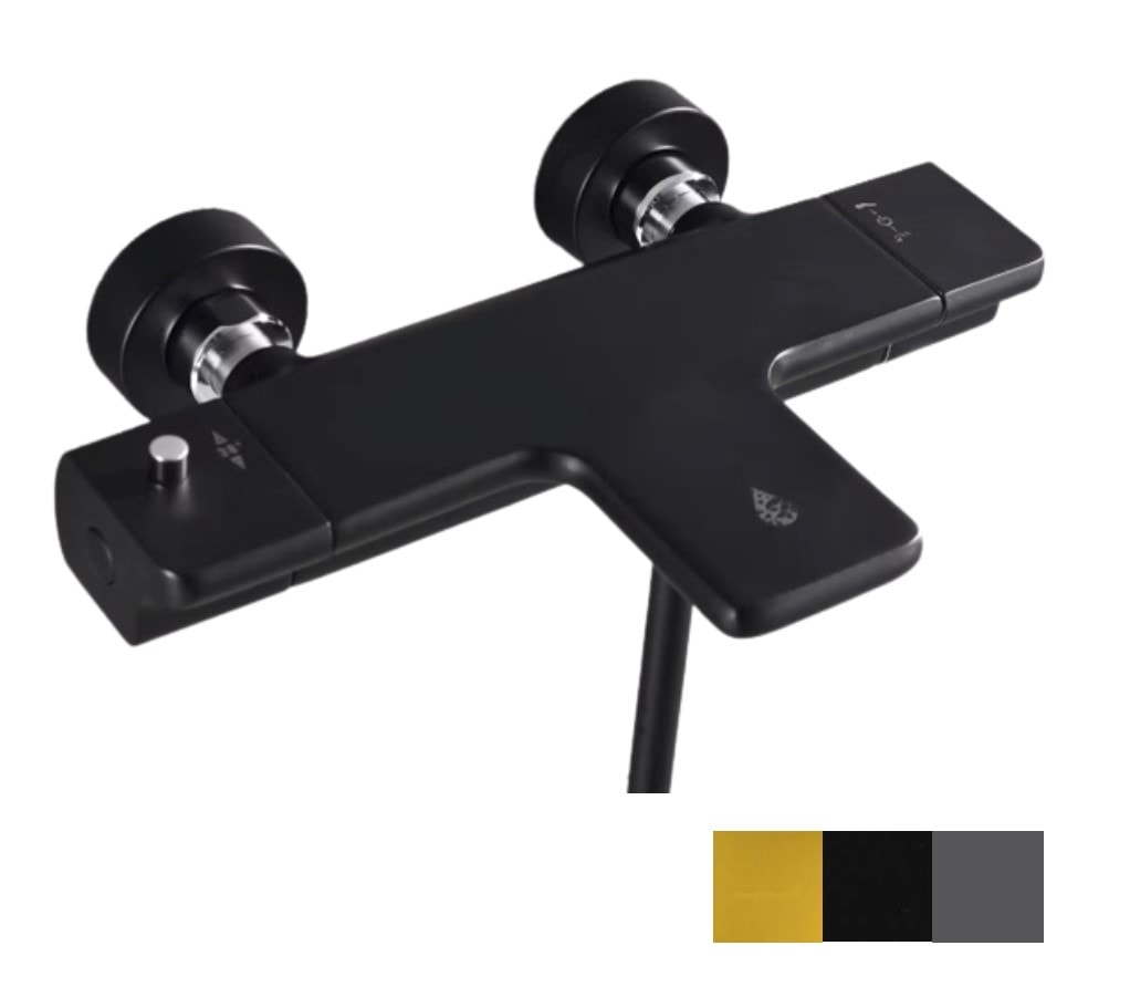 Bathlife Stimma Tapp badekarsarmatur i messing med termostat og omskifter