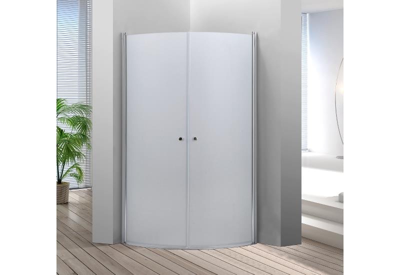 Nortiq Ystad bruseafskærmning buet i alu/klar 90 x 90 x 190 cm