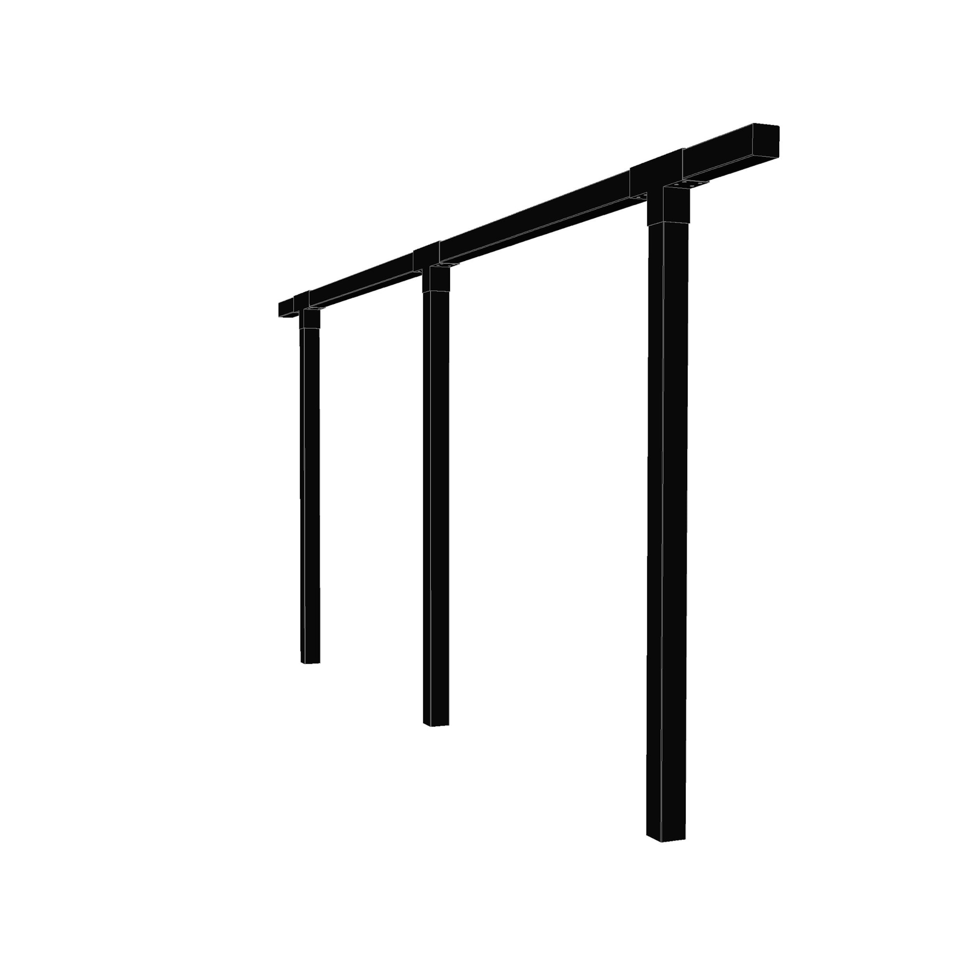 Plus pergola enkelt 2 moduler grundmalet i sort 217 x 476 cm