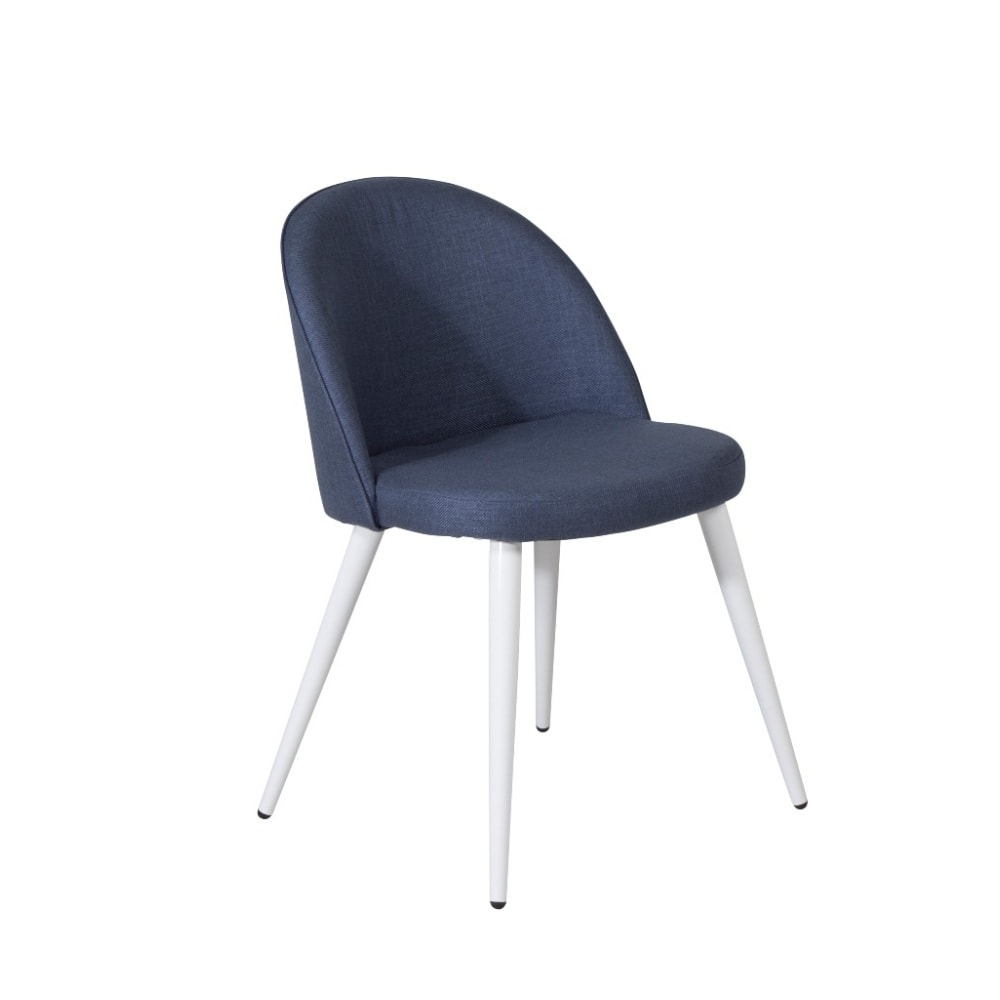 Venture Design Velvet spisebordsstol i hvid og blåt stof