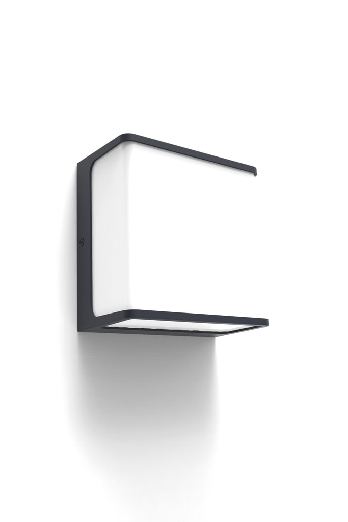 Lutec Doblo LED væglampe i mørkegrå/opal 15 x 15 x 8 cm 4000K 19,1W IP54