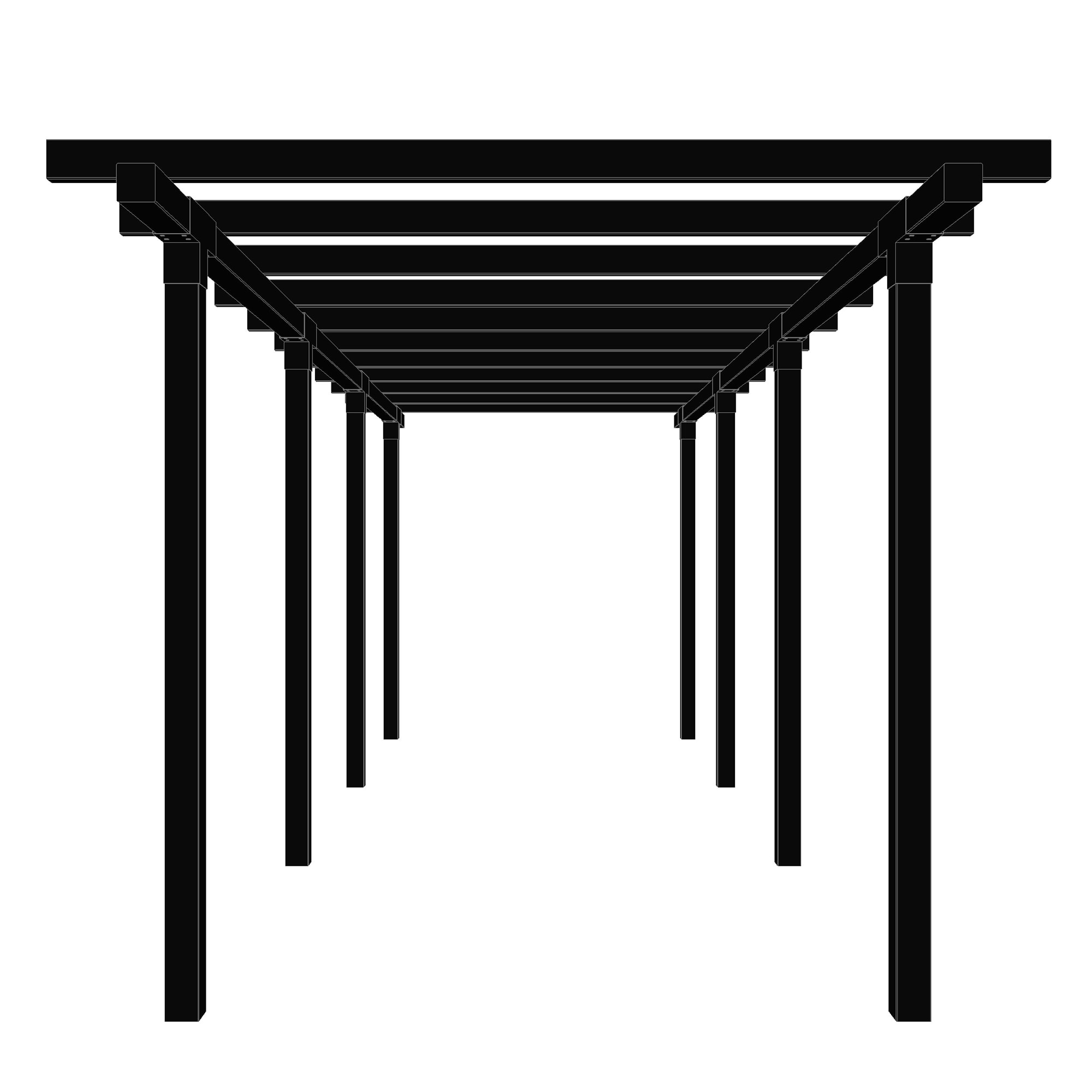 Plus pergola dobbelt 3 moduler grundmalet i sort B238 x H226 x L664 cm