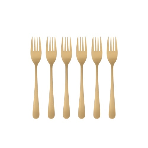 Maku kagegaffel i mat guld, sæt med 6 stk.