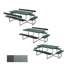 Plus Basic bord/bænkesæt ReTex grøn med 2 ryglæn og 2 påbygninger 260 cm