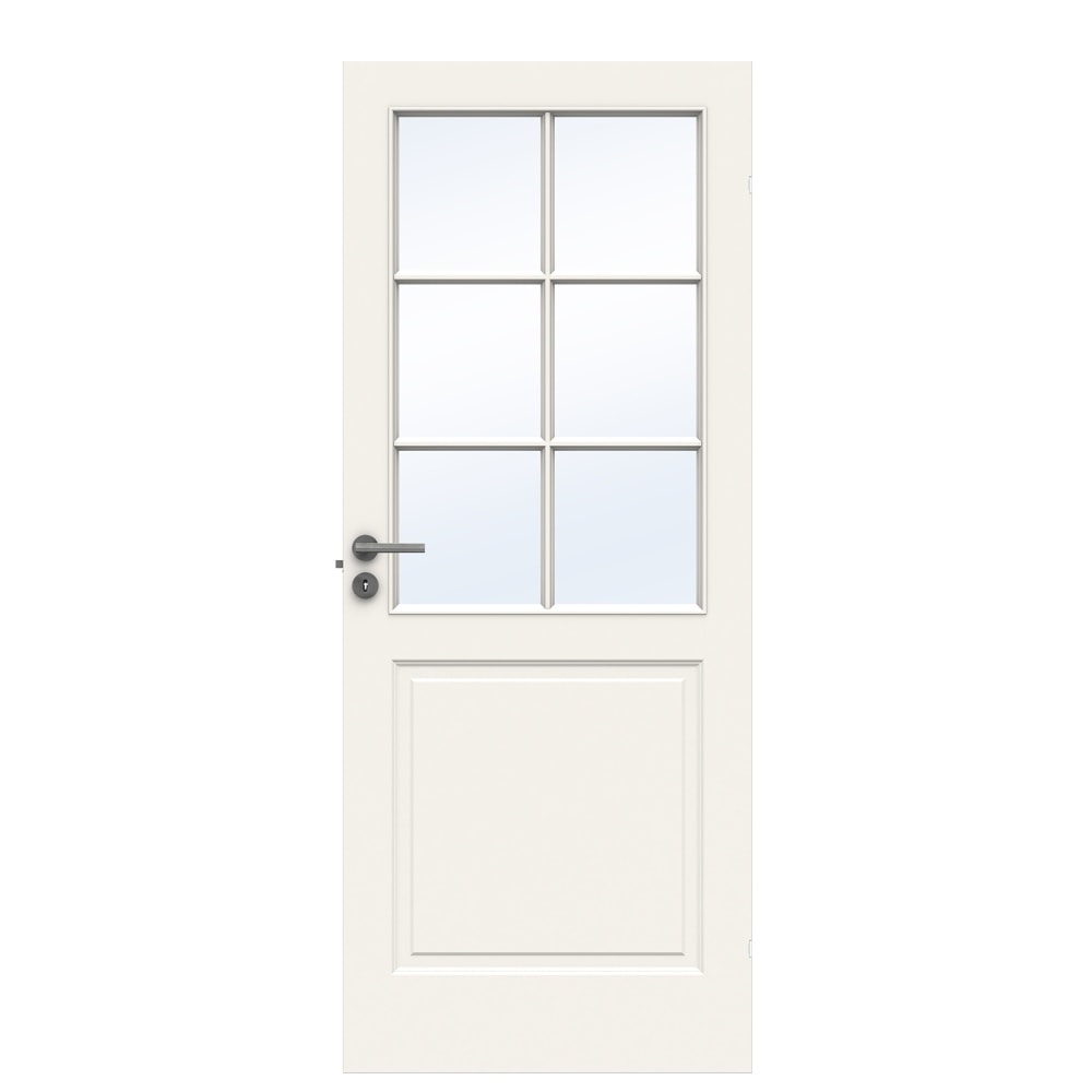 Swedoor Style SP6 hvid dør med 4 mm klart hærdet glas 82,5x204 cm (9x21)
