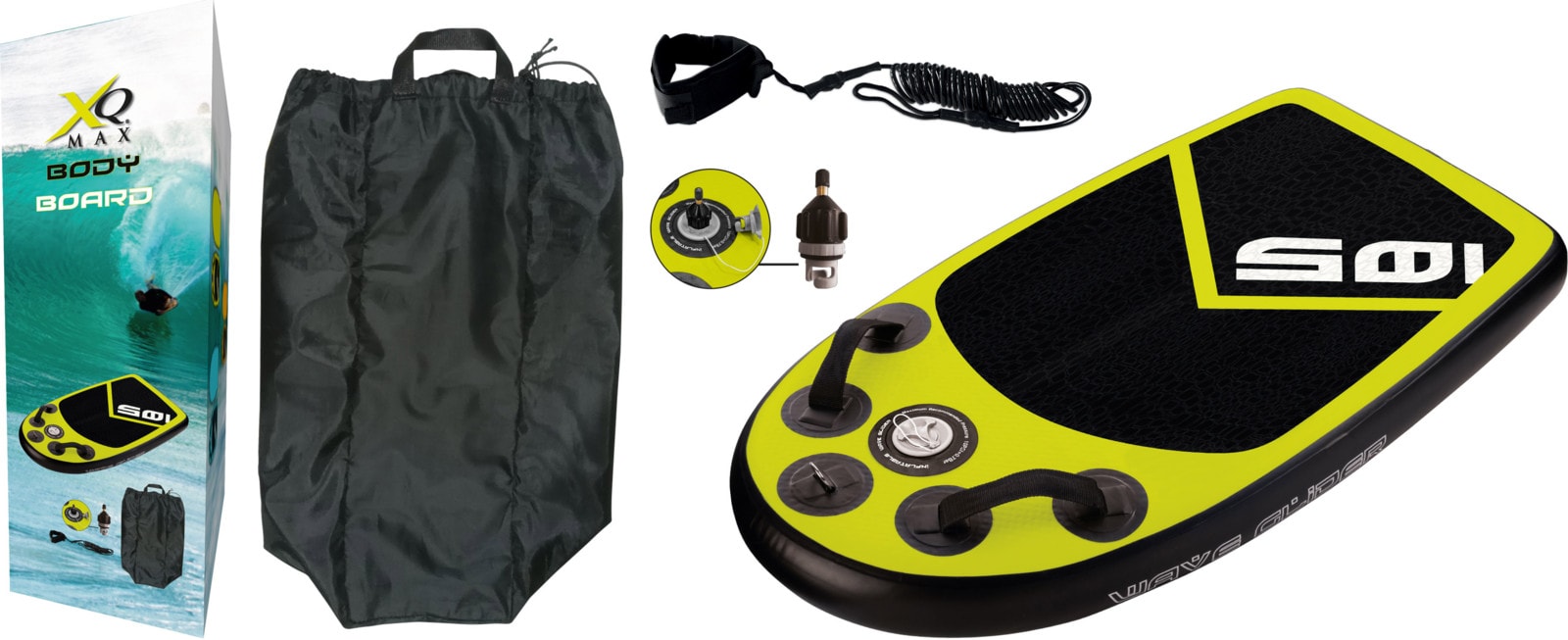 XQMax bodyboard neongul 105 x 60 x 10 cm