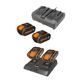 Worx WA3611 batterisæt med 2 x 4.0 Ah batteri og batterilader