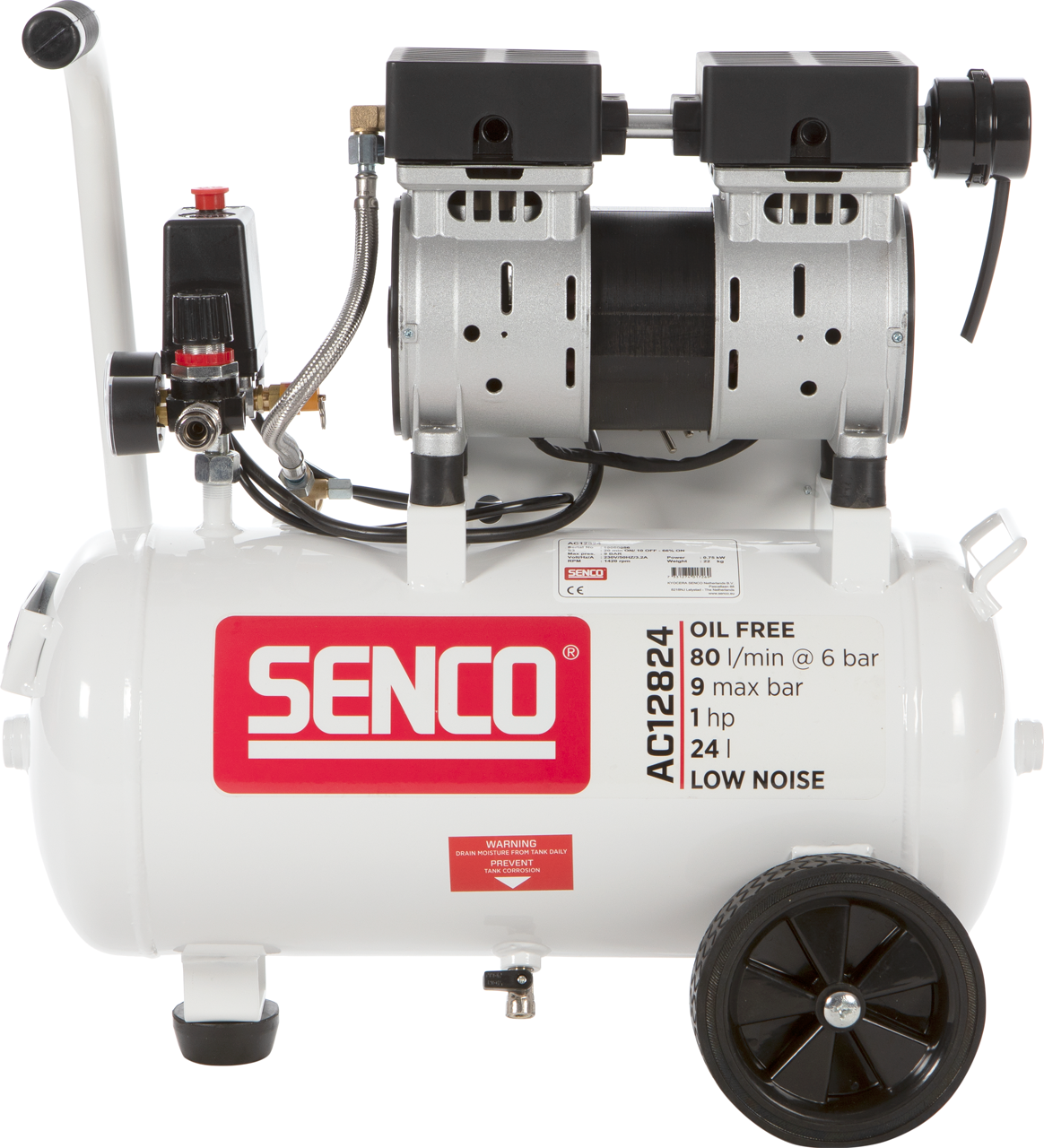 Senco Kompressor AC12824 9bar 24l oliefri, lydisoleret