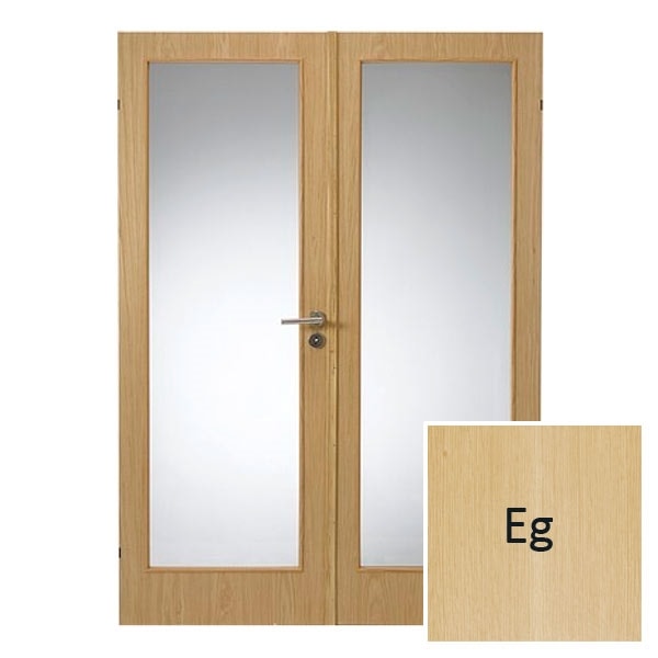Swedoor Easy nature GW1+GW1 40 mm natur eg dør m. glas 72,5+72,5x194 cm (15x20)