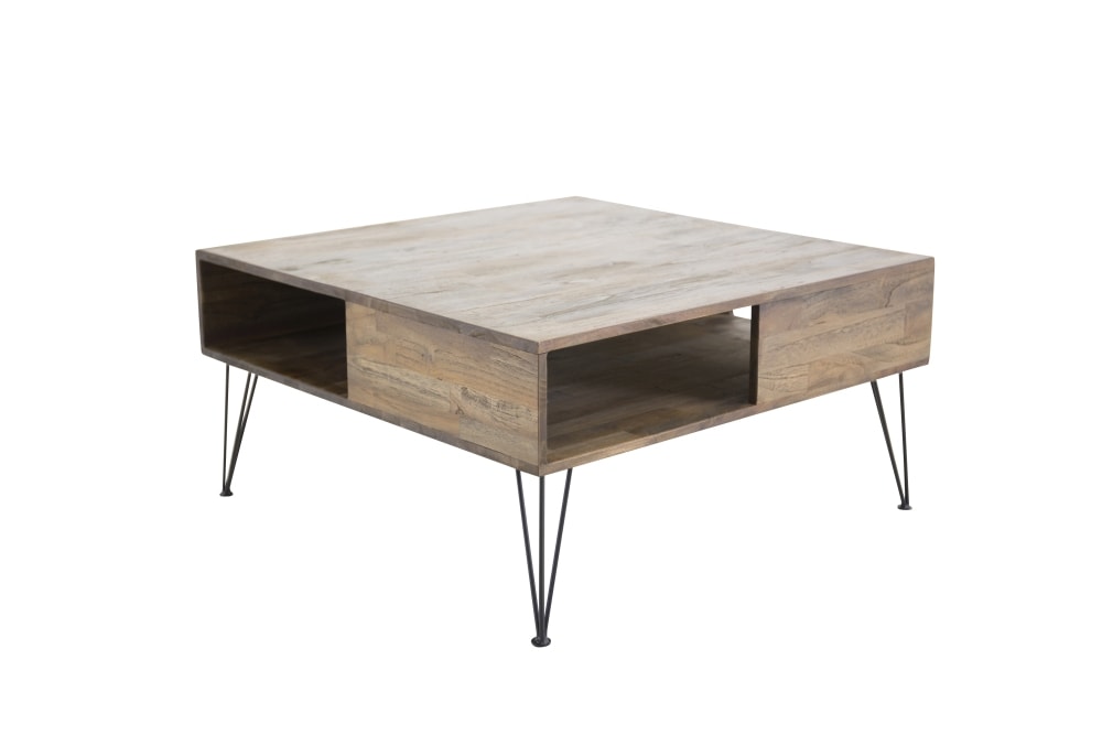Venture Design Bali sofabord i teak/sort 80 x 80 x H40 cm