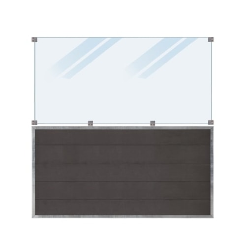 Plus Futura hegn i skifergrå komposit med frosted glas 180 x 180 cm