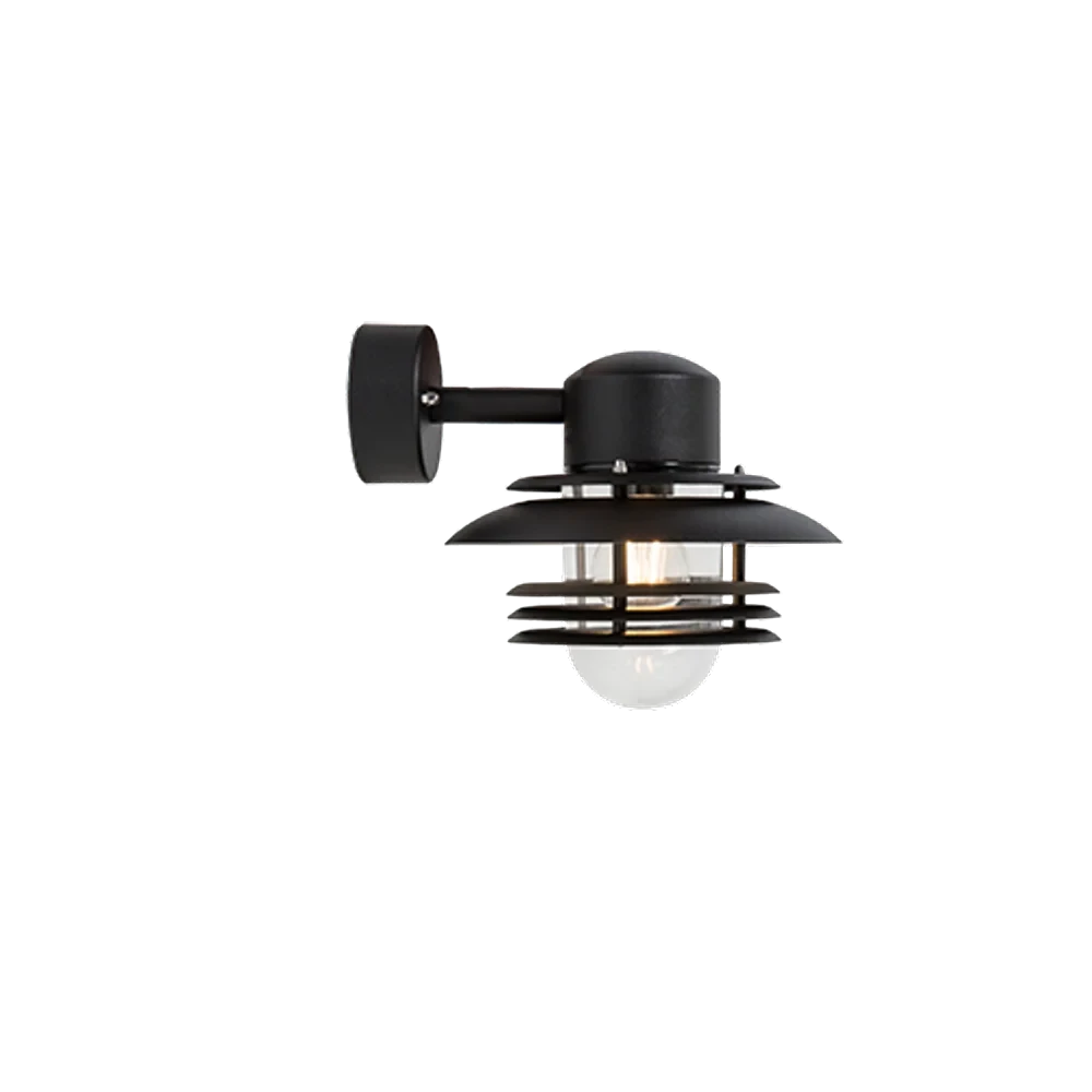 Belid Mira væglampe sort struktur IP23 E27 Ø24 cm