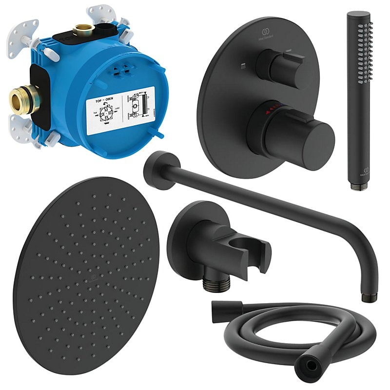 Ideal Standard Ceratherm T100 brusesystem krom rund med EasyBox indbygning