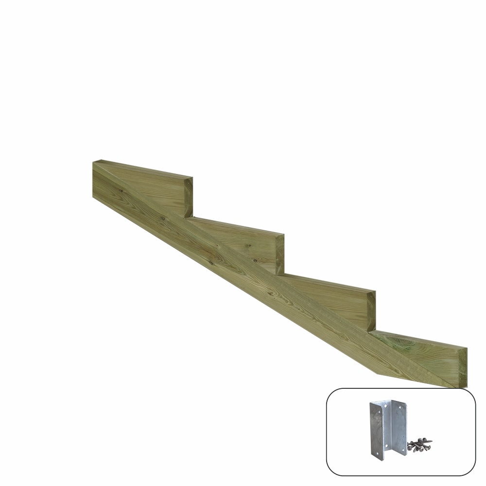 Plus trappevange 4 trin trykimprægneret træ trindybde 39 cm